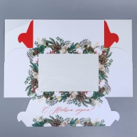 Коробка складная на 6 капкейков с окном &laquo;Веточки&raquo;, 25 х 17 х 10 см, Новый год