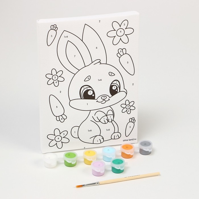 Картина по номерам для детей &laquo;Зайка с морковками&raquo;, 21 х 15 см