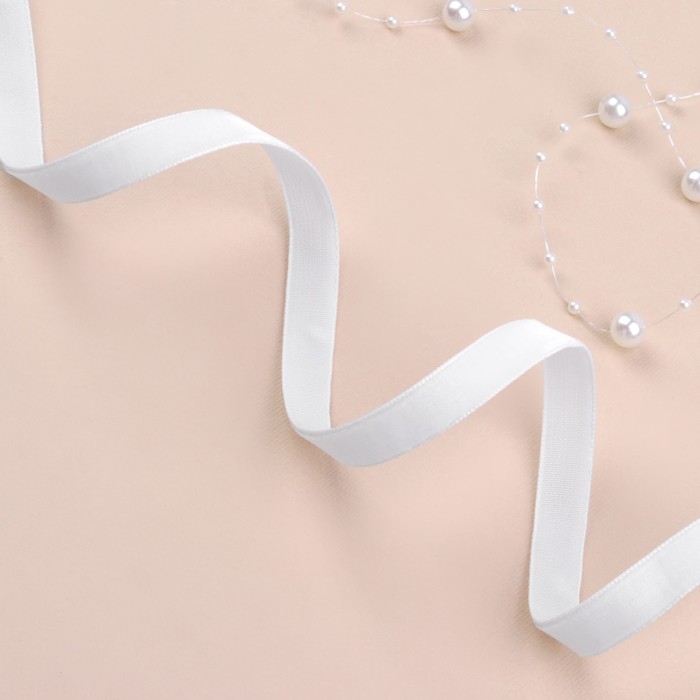 Лента бархатная, 10 мм, 18 ± 1 м, цвет белый №01 Лента бархатная, 10 мм, 18 ± 1 м, цвет белый №01