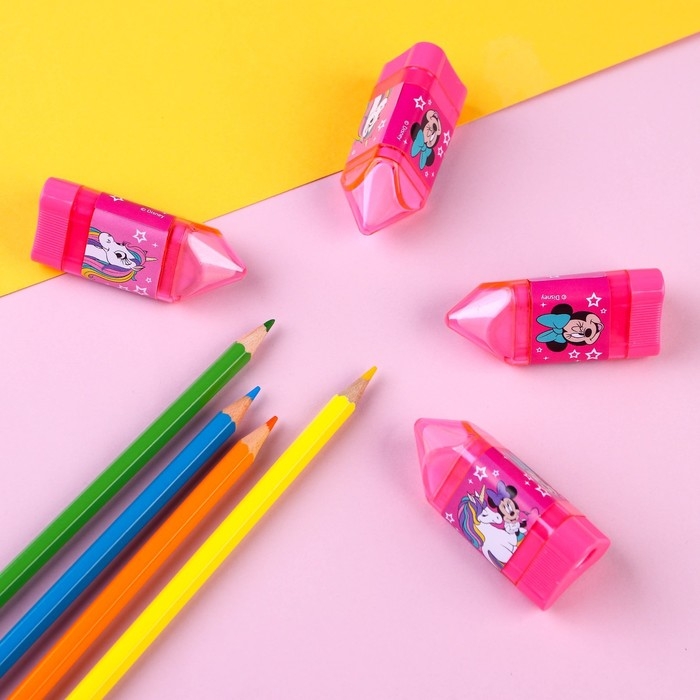 Точилка с ластиком, пластиковая, Минни Маус и Единорог Точилка с ластиком, пластиковая, Минни Маус и Единорог