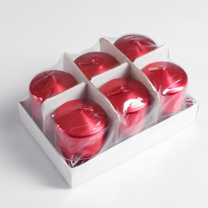 Свеча "Столбик", красный металлик, 5,5&times;8см