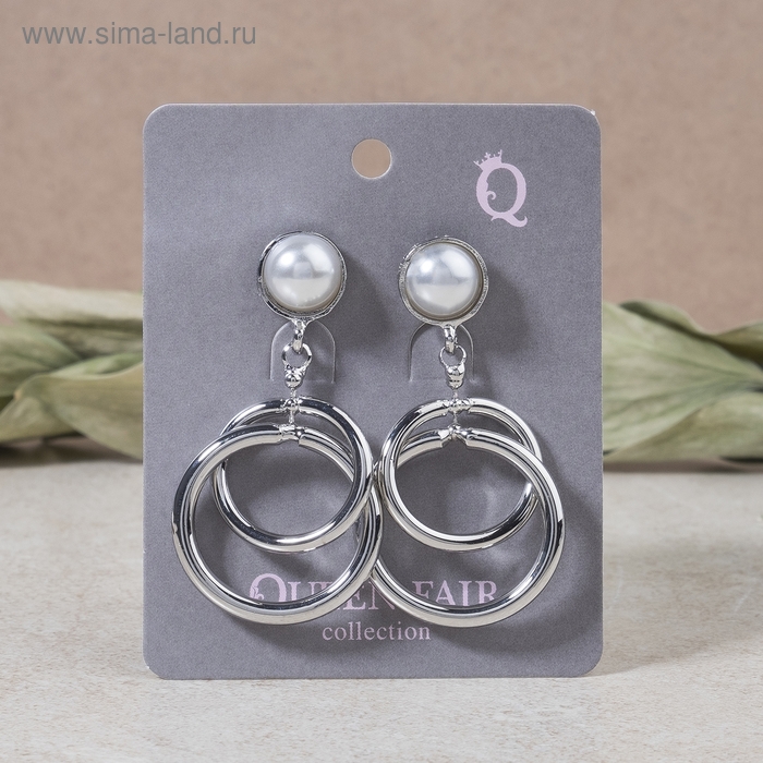 Серьги с жемчугом &laquo;Вечность&raquo;, цвет белый в серебре