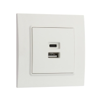 Розетка с USB-A + USB-C разъёмами, 2.1 A, 5В, TOT Elegant, скрытая, белая Розетка с USB-A + USB-C разъёмами, 2.1 A, 5В, TOT Elegant, скрытая, белая