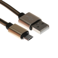 Кабель MicroUSB - USB, 2.1 А, оплётка нейлон, 1 метр, золотистый Кабель MicroUSB - USB, 2.1 А, оплётка нейлон, 1 метр, золотистый