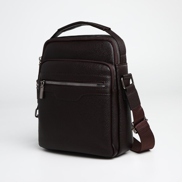 Сумка мужская через плечо TEXTURA, 3 наружных кармана, цвет коричневый Сумка мужская через плечо TEXTURA, 3 наружных кармана, цвет коричневый