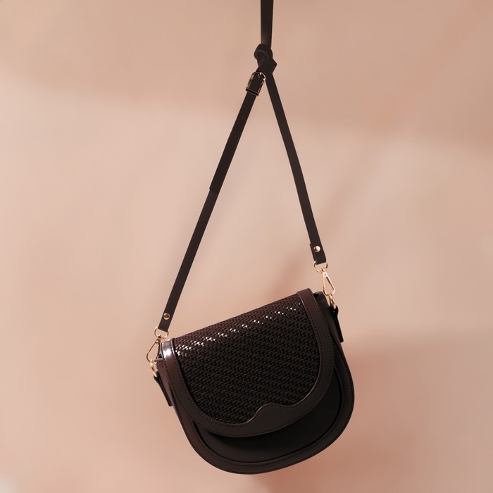 Ручка для сумки из натуральной кожи, с карабинами, 125 × 1,2 см, цвет коричневый Ручка для сумки из натуральной кожи, с карабинами, 125 × 1,2 см, цвет коричневый