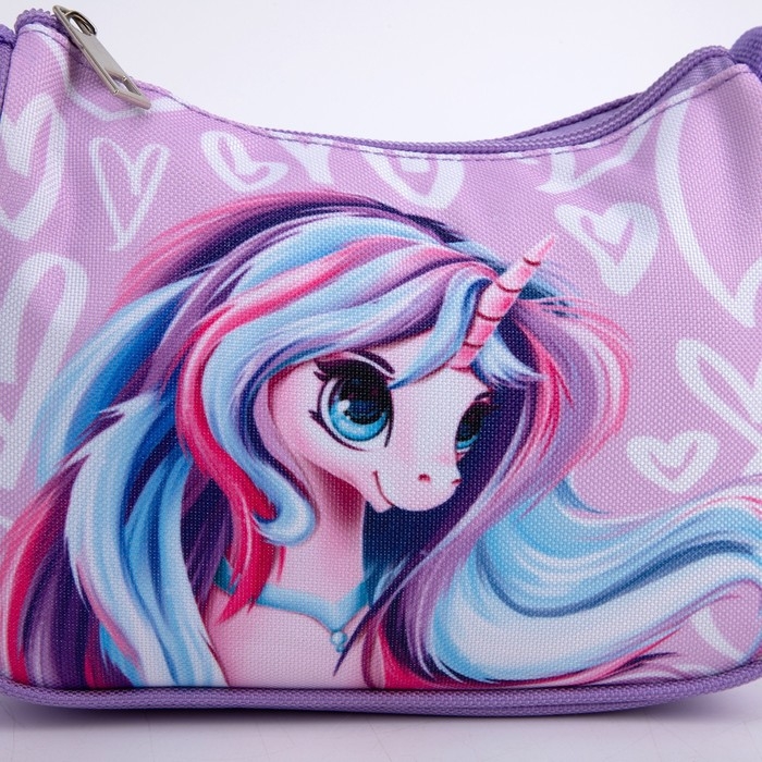 Сумка детская для девочки, текстильная, &laquo;Волшебный единорог&raquo;, 4 см х 17 см х 13 см