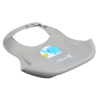 Нагрудник для кормления &laquo;Слонёнок&raquo;, силиконовый, с карманом, цвет серый