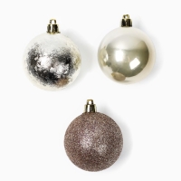 Новогодние шары ёлочные, на Новый год, d=6 см, 6 шт., цвет жемчужный
