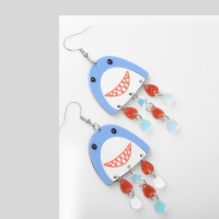 Серьги акрил &laquo;Акулы&raquo;, цветные в серебре