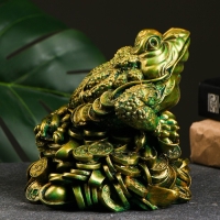 Копилка "Жаба на деньгах" зеленая с позолотой, 15х15х15см Копилка "Жаба на деньгах" зеленая с позолотой, 15х15х15см