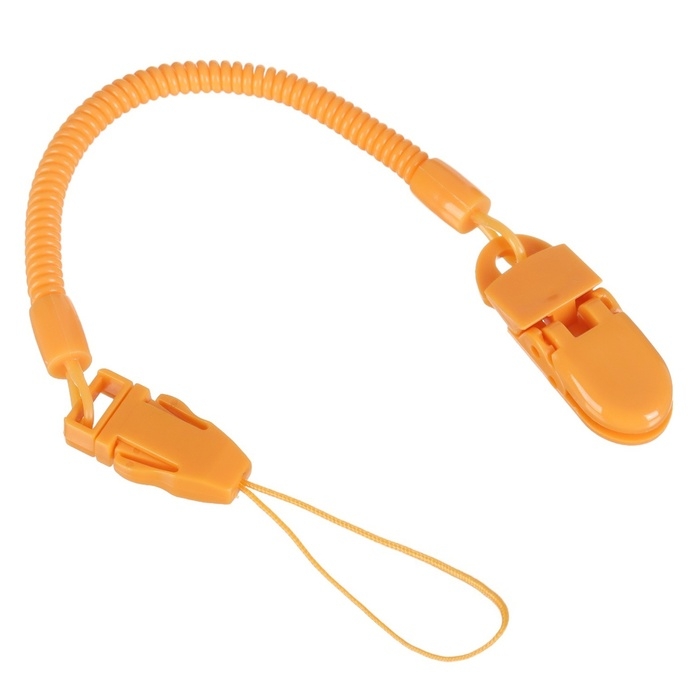 Соска - пустышка ортодонтическая, силикон, +6 мес., с держателем цвет оранжевый