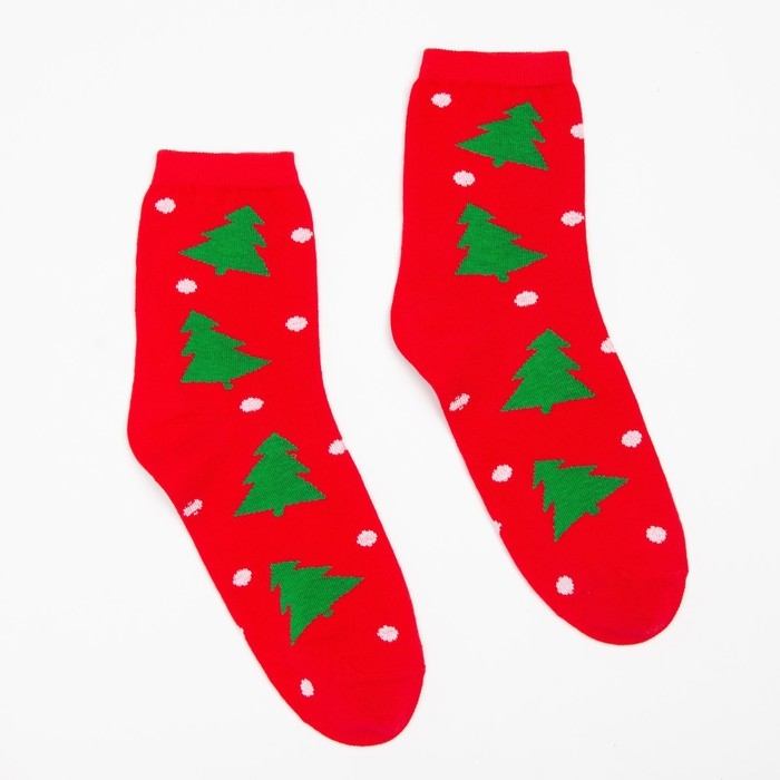 Носки женские &laquo;Ёлки&raquo; цвет красный, размер 23-25