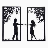 Декорация настенная для интерьера, панно на стену из дерева "Свидание", 2 модуля