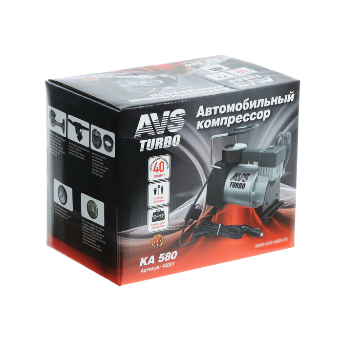 Компрессор автомобильный AVS KA 580, 40 л/мин, 10 атм Компрессор автомобильный AVS KA 580, 40 л/мин, 10 атм