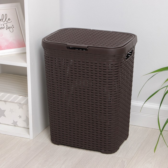 Корзина бельевая с крышкой &laquo;Ротанг&raquo;, 40 л, 37&times;29&times;48 см, цвет коричневый