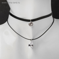 Чокер &laquo;Две нити&raquo; капля мини, цвет белый,35 см