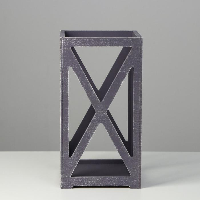 Кашпо деревянное 14&times;14&times;26 см "Фонарь Хай-тек Прованс", серый графит