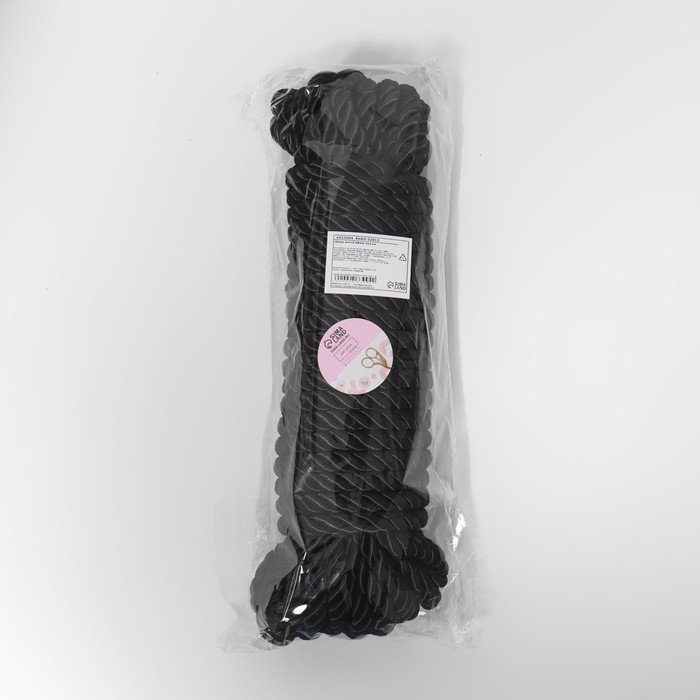 Шнур витой, d = 8 мм, 10 &plusmn; 1 м, цвет чёрный