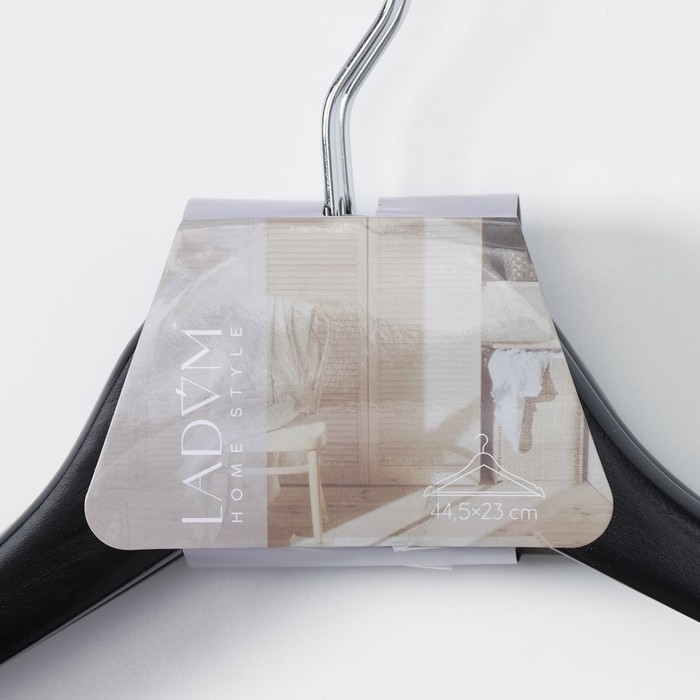 Плечики - вешалки для одежды LaDо́m Bois, 44,5&times;1,2&times;23 см, 3 шт, деревянные сорт А, антискользящая перекладина, цвет тёмное дерево