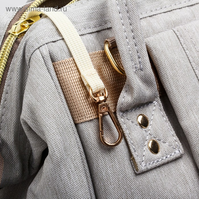 Сумка рюкзак для мамы и малыша с термокарманом, термосумка - портфель, цвет серый/зеленый