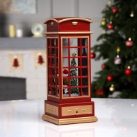 Светодиодная фигура &laquo;Дед Мороз в телефонной будке&raquo; 10.5 &times; 25 &times; 10.5 см, пластик, батарейки ААх3 (не в комплекте), USB, свечение тёплое белое