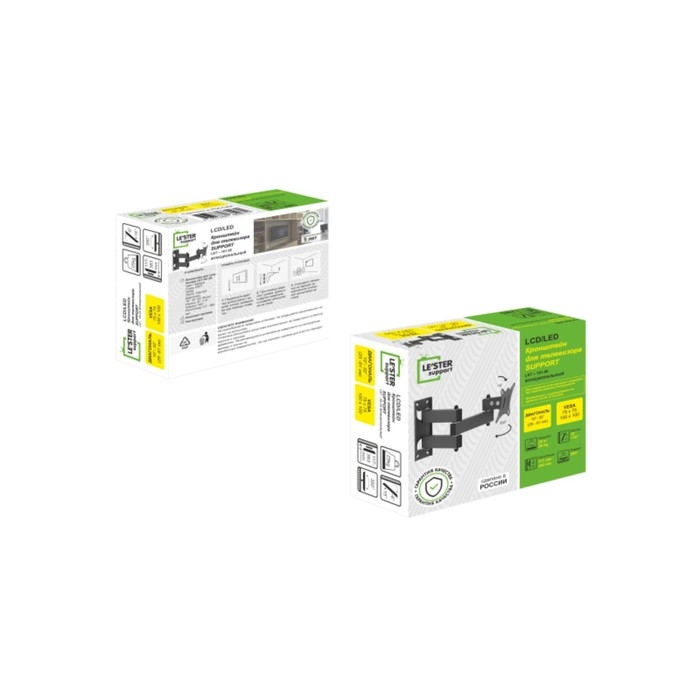 Кронштейн LE'STER LST-101.05, для ТВ,наклонно-поворотный,10-32 Кронштейн LE'STER LST-101.05, для ТВ,наклонно-поворотный,10-32",117-383 мм от стены,черный