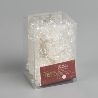 Гирлянда &laquo;Нить&raquo; 2 м роса с насадками &laquo;Снежинка&raquo;, IP20, серебристая нить, 20 LED, 2 режима, батарейки ААх2 (нет в комплекте), свечение белое