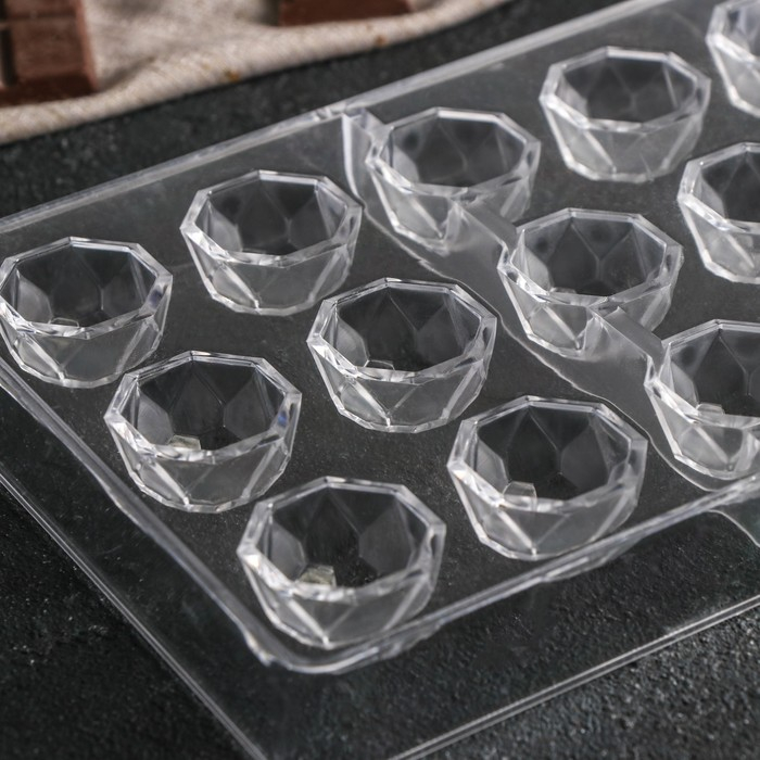 Форма для конфет и шоколада KONFINETTA &laquo;Бриллиант&raquo;, 27,5&times;13,5 см, 21 ячейка d=2,5 см, цвет прозрачный