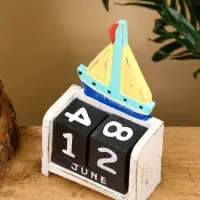 Календарь настольный "Парусник" дерево 11х5х16 см, цв. жёлтый