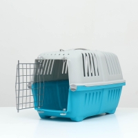 Переноска для животных пластиковая 47 х 30 х 35 см, вес до 9 кг, синяя