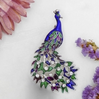 Брошь &laquo;Павлин роскошный&raquo; цветная в серебре
