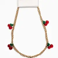 Цепь с подвесами "Вишня", цветная в золоте