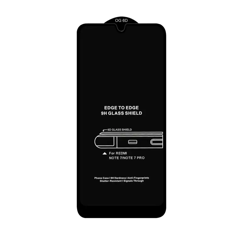 Защитное стекло Xiaomi Note 7 6D без упаковки