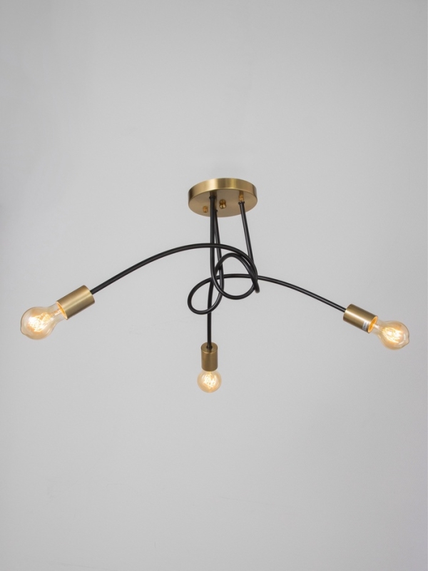 Люстра "Узел" 3х40Вт Е27 черный/латунь 52х52х36см