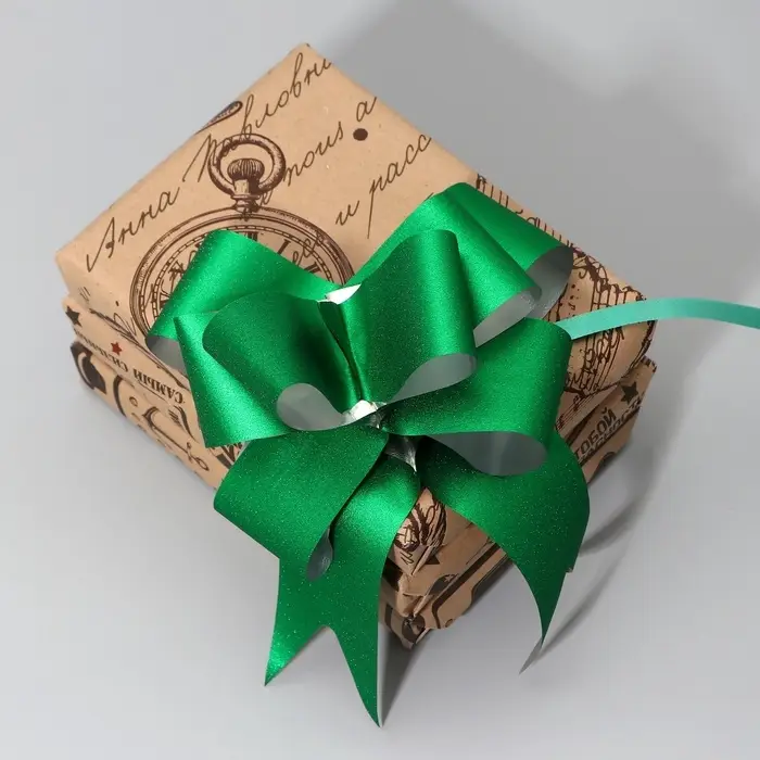 Бант - бабочка, Металлизированный с глиттером №4.5, зелёный