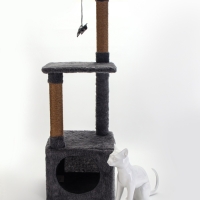 Комплекс для кошек с когтеточкой, 3х-уровневый, 34 х 34 х 105см, темно-серый