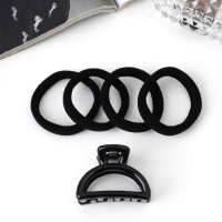 Набор для волос &laquo;Вивьен&raquo;, 4 резинки 5.5 см, краб 4 см, дуга, чёрный