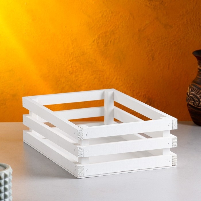 Кашпо деревянное 30&times;20&times;9.5 см "Classic", трёхреечное, белый Дарим Красиво