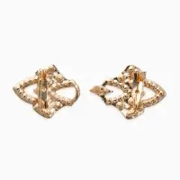 Зажим для кардигана "Ажур", винтажные пики, цвет белый в золоте