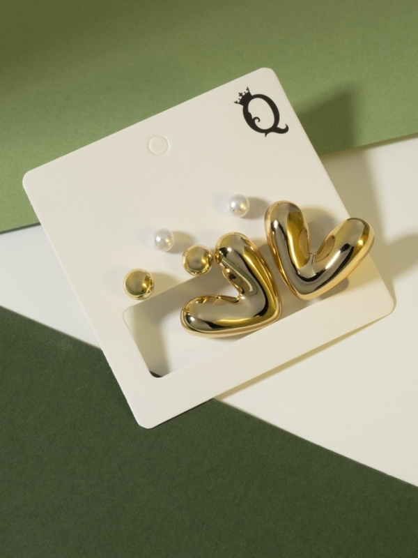 Набор серьги 3 пары &laquo;Буквы&raquo; любовь, цвет розовый в золоте