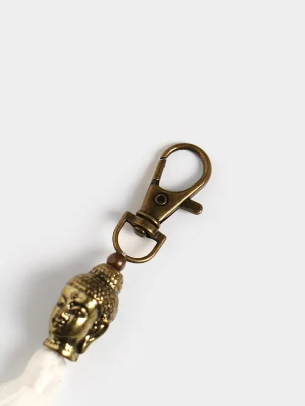 Брелок-кисточка "Будда" 17 см, цв. белый, золотистый