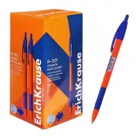 Ручка шариковая автоматическая Erich Krause R=301 Orange Matic & Grip, узел 0.7 мм, чернила синие, резиновый держатель, длина линии письма 2000 метров
