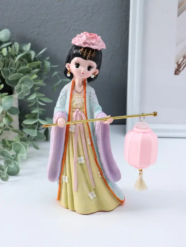 Сувенир полистоун свет "Девочка в кимоно с фонариком" розово-зеленый 3хAG3 7,8х12,5х20,5 см   109567