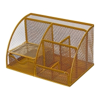 Подставка для канцелярских мелочей Calligrata, 7 отделений, сетка, металлическая, золотая Подставка для канцелярских мелочей Calligrata, 7 отделений, сетка, металлическая, золотая