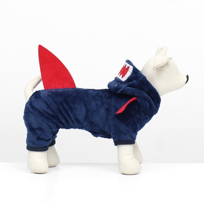 Комбинезон Комбинезон "Акула" с капюшоном, размер XS (ДС 20 см, ОГ 30 см, ОШ 20 см), синий