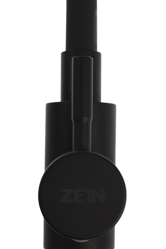 Смеситель для кухни ZEIN Z2754, гибкий силикон излив, картридж 35 мм, нерж. сталь, черный