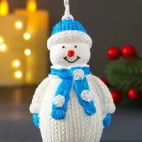 Свеча "Снеговик", голубой