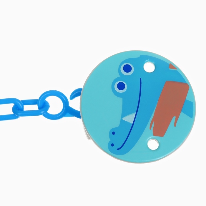 Набор: Соска - пустышка с держателем &laquo;Крокодил&raquo;, классичекая, +6 мес, цвет синий