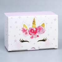 Коробка подарочная сборная, упаковка, «Единорог», 22 х 15 х 10 см Коробка подарочная сборная, упаковка, «Единорог», 22 х 15 х 10 см